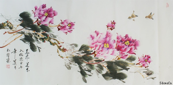 史社耀写意牡丹画作品